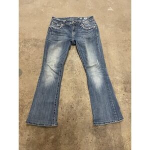 Miss Me Jeans Womens 30 Medium Wash Mid Rise Bootcut Embroidered Stretch Denim